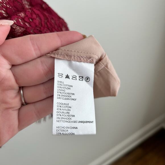 Anthropologie Maeve Elsa Lace Peplum Mini Sheath Dress Burgundy S - Picture 9 of 9